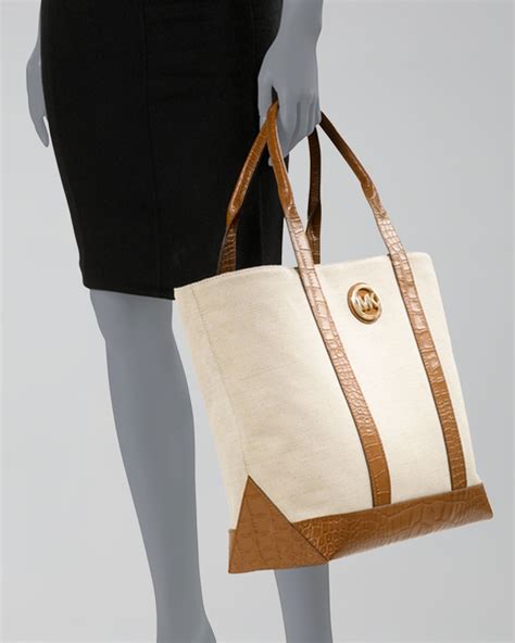 michael kors canvas tote large|Michael Kors large canvas tote.